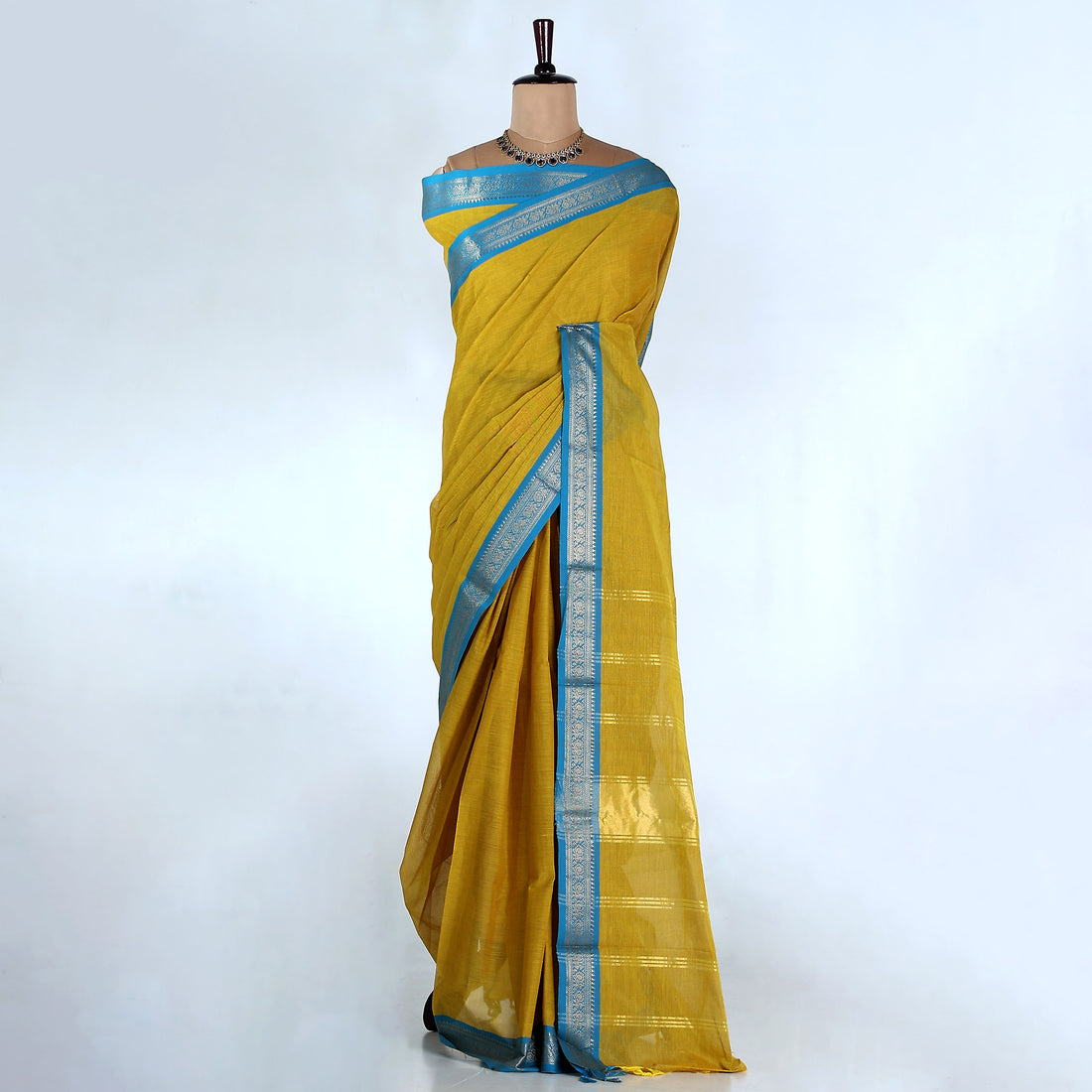 Yellow Kanchi Cotton Saree for Women | Festive Traditional Collection | Jeyachandran -Full View
