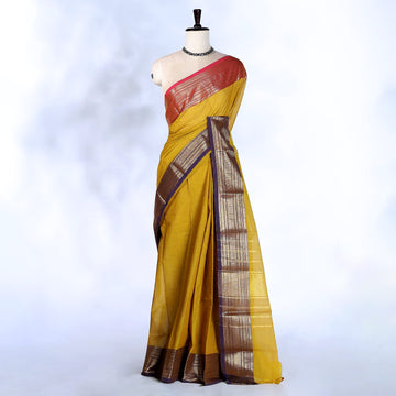 Yellow Kanchi Cotton Saree for Women | Festive Traditional Collection | Jeyachandran -Full View
