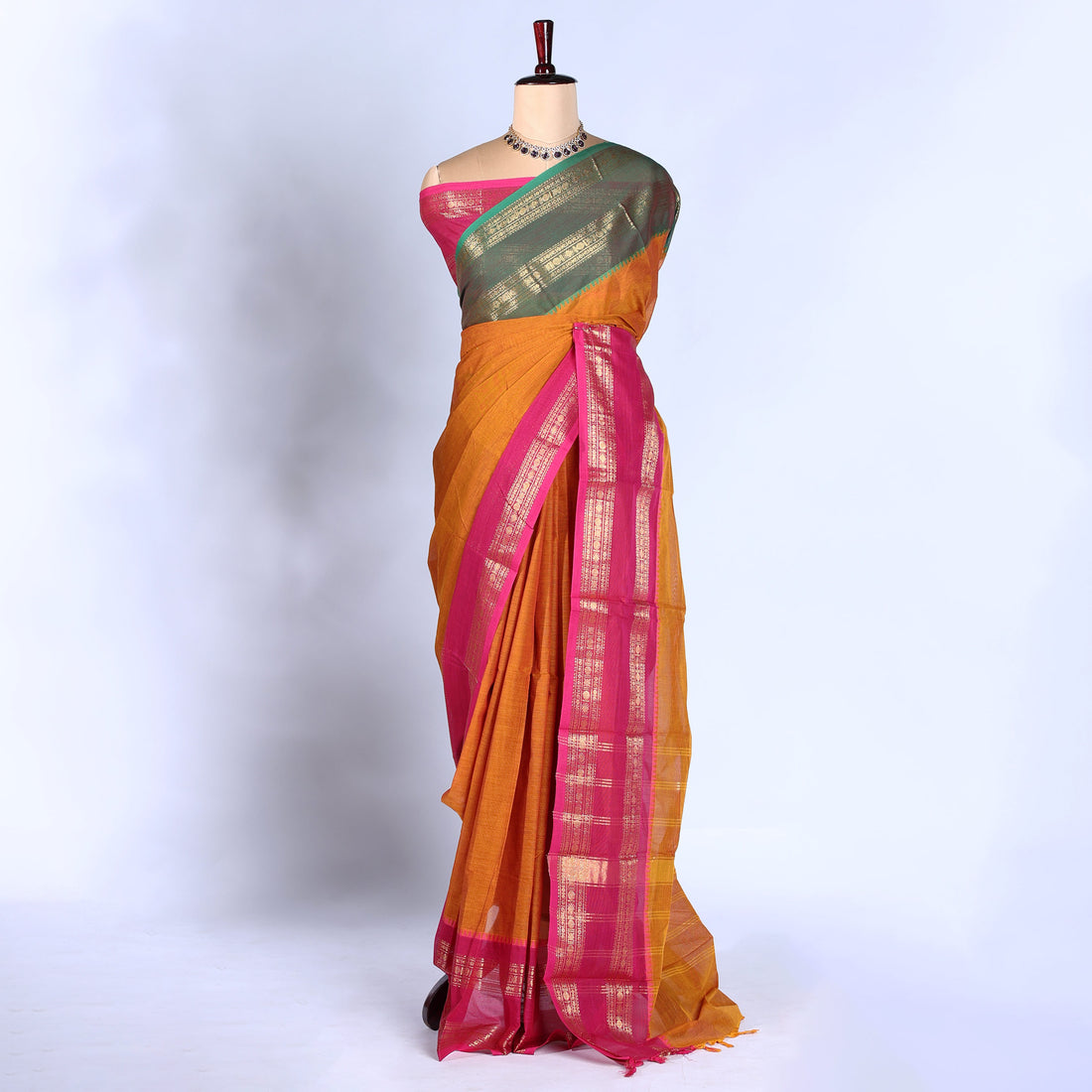 Yellow Kanchi Cotton Saree for Women | Festive Traditional Collection | Jeyachandran -Full View
