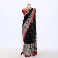 Black Semi Chanderi Sarees for Women | Temple Visits & Summer Events Collection | Jeyachandran - Full View
