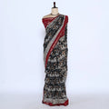Black Semi Chanderi Sarees for Women | Temple Visits & Summer Events Collection | Jeyachandran - Full View
