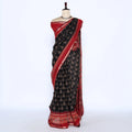 Black Semi Chanderi Sarees for Women | Temple Visits & Summer Events Collection | Jeyachandran - Full View
