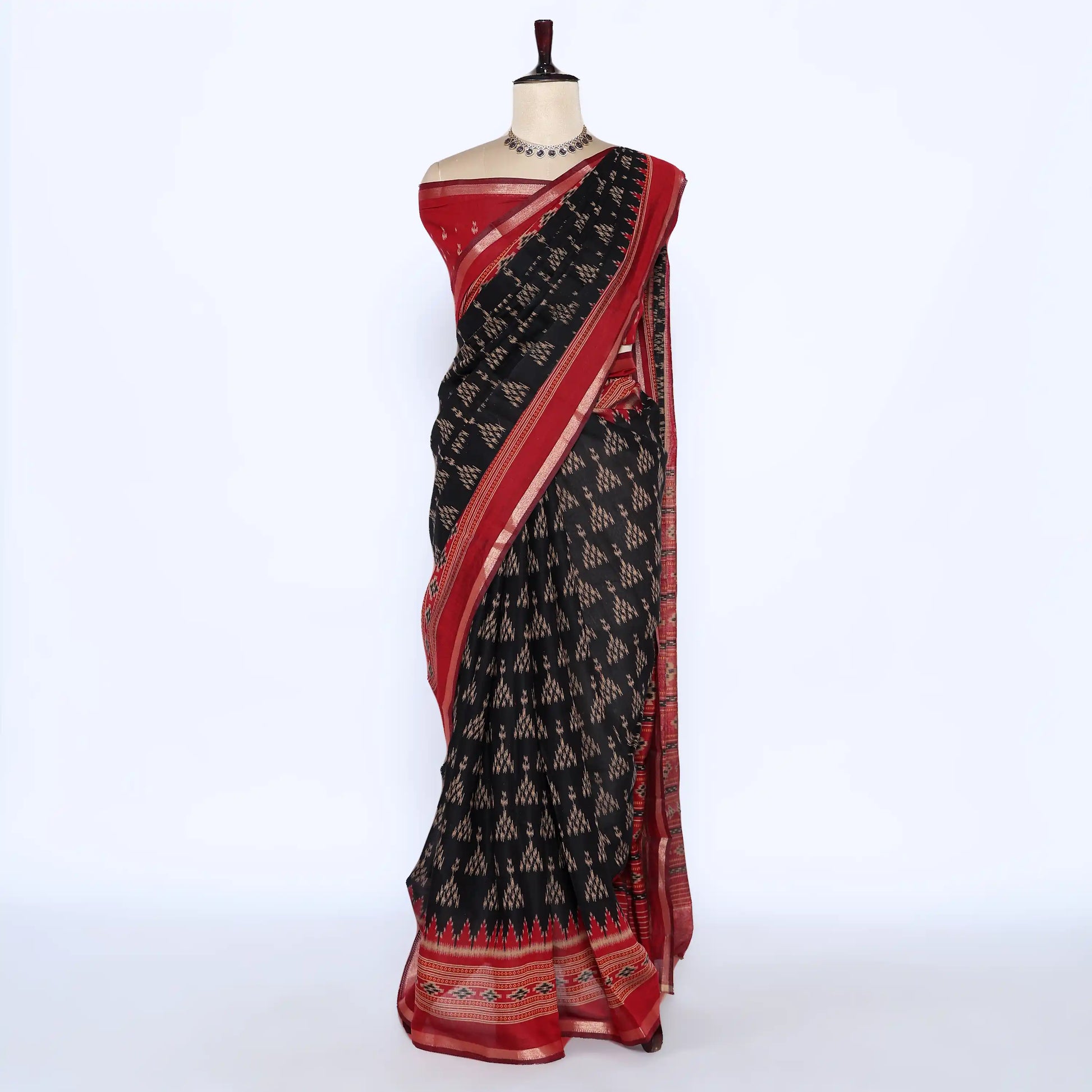 Black Semi Chanderi Sarees for Women | Temple Visits & Summer Events Collection | Jeyachandran - Full View
