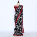 Black Semi Chanderi Sarees for Women | Temple Visits & Summer Events Collection | Jeyachandran - Full View
