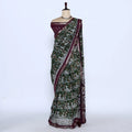 Green Semi Chanderi Sarees for Women | Temple Visits & Summer Events Collection | Jeyachandran - Full View
