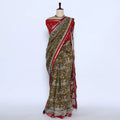 Green Semi Chanderi Sarees for Women | Temple Visits & Summer Events Collection | Jeyachandran - Full View
