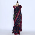 Navy Semi Chanderi Sarees for Women | Temple Visits & Summer Events Collection | Jeyachandran - Full View
