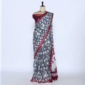 Navy Semi Chanderi Sarees for Women | Temple Visits & Summer Events Collection | Jeyachandran - Full View
