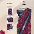 Pink Semi Chanderi Saree with Floral Print and Elegant Woven Zari Border on Mannequin Front View