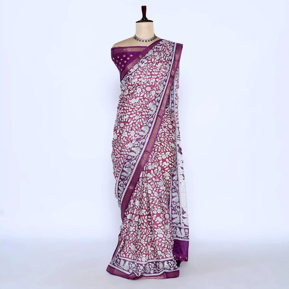 Pink Semi Chanderi Sarees for Women | Temple Visits & Summer Events Collection | Jeyachandran - Full View
