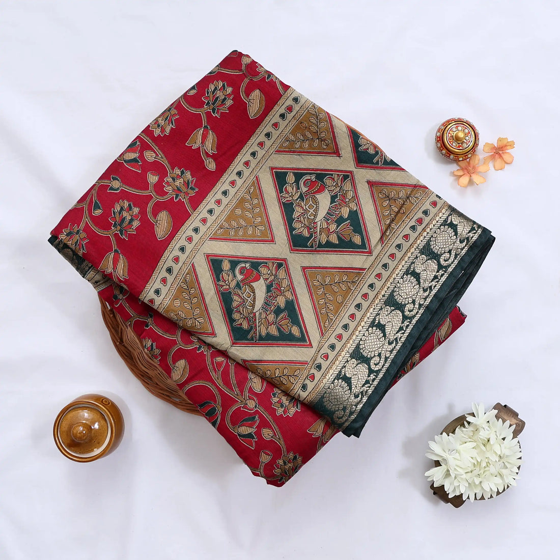 Pink Semi Chanderi Sarees for Women | Temple Visits & Summer Events Collection | Jeyachandran - Full View
