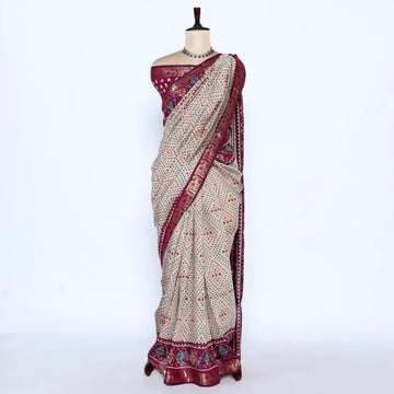 Purple Semi Chanderi Sarees for Women | Temple Visits & Summer Events Collection | Jeyachandran - Full View
