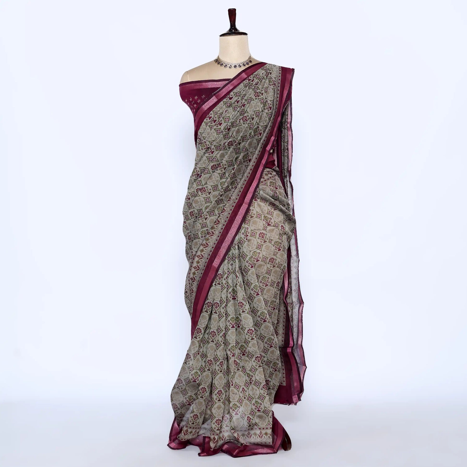 Purple Semi Chanderi Sarees for Women | Temple Visits & Summer Events Collection | Jeyachandran - Full View
