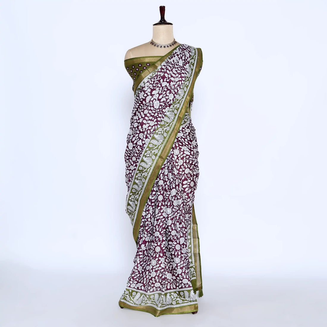 Purple Semi Chanderi Sarees for Women | Temple Visits & Summer Events Collection | Jeyachandran - Full View
