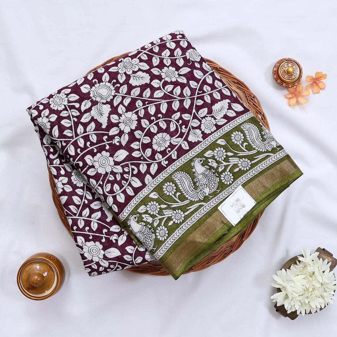 Purple Semi Chanderi Sarees for Women | Temple Visits & Summer Events Collection | Jeyachandran - Full View
