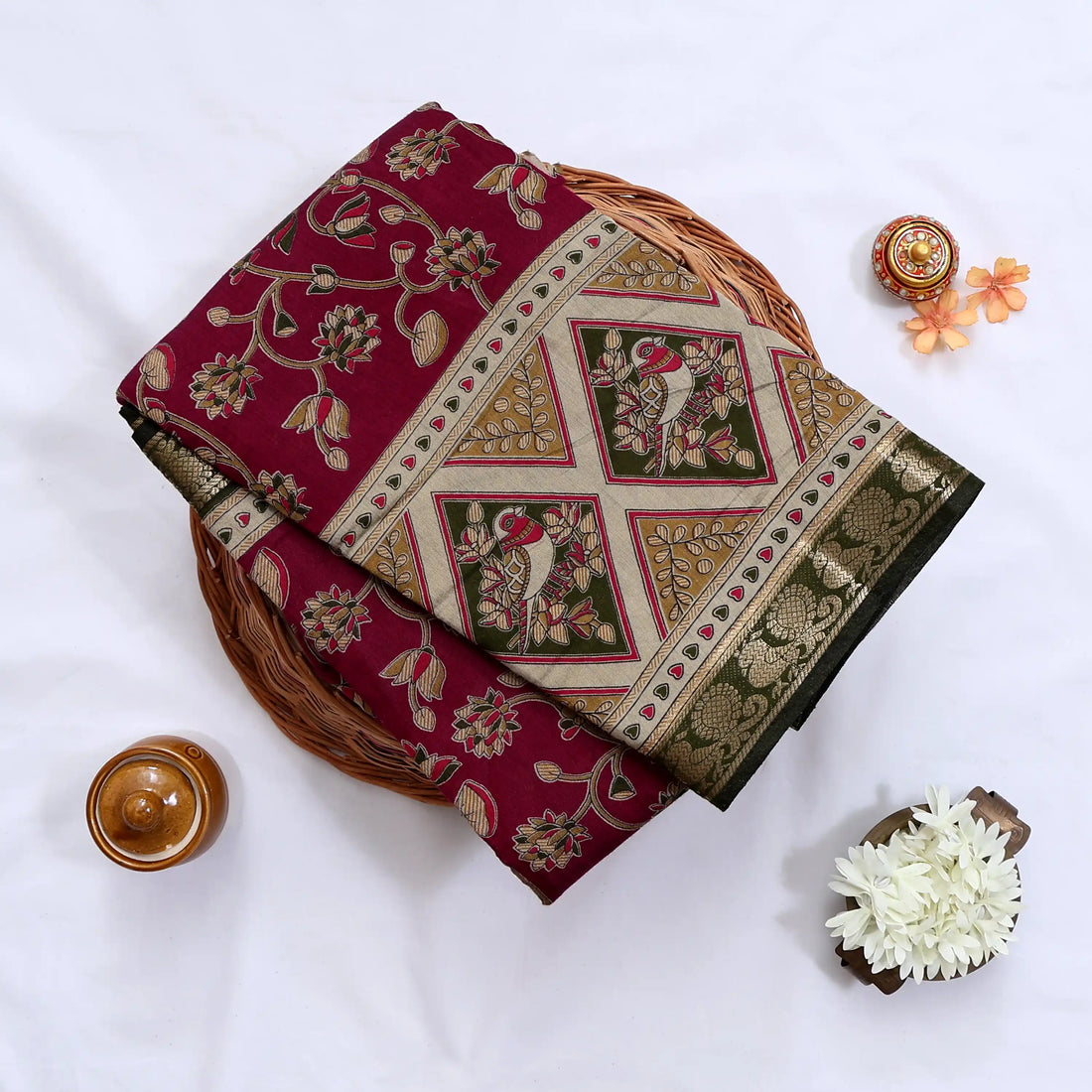 Purple Semi Chanderi Sarees for Women | Temple Visits & Summer Events Collection | Jeyachandran - Full View
