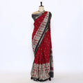 Red Semi Chanderi Sarees for Women | Temple Visits & Summer Events Collection | Jeyachandran - Full View
