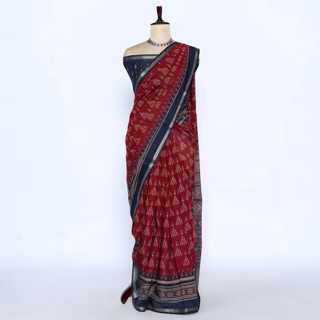 Red Semi Chanderi Sarees for Women | Temple Visits & Summer Events Collection | Jeyachandran - Full View
