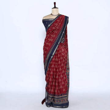 Red Semi Chanderi Sarees for Women | Temple Visits & Summer Events Collection | Jeyachandran - Full View
