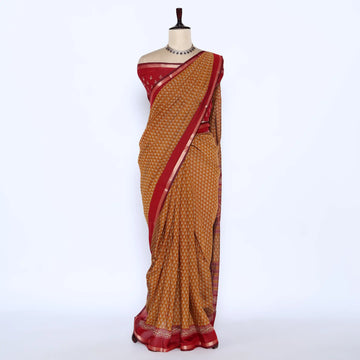 Yellow Semi Chanderi Sarees for Women | Temple Visits & Summer Events Collection | Jeyachandran - Full View
