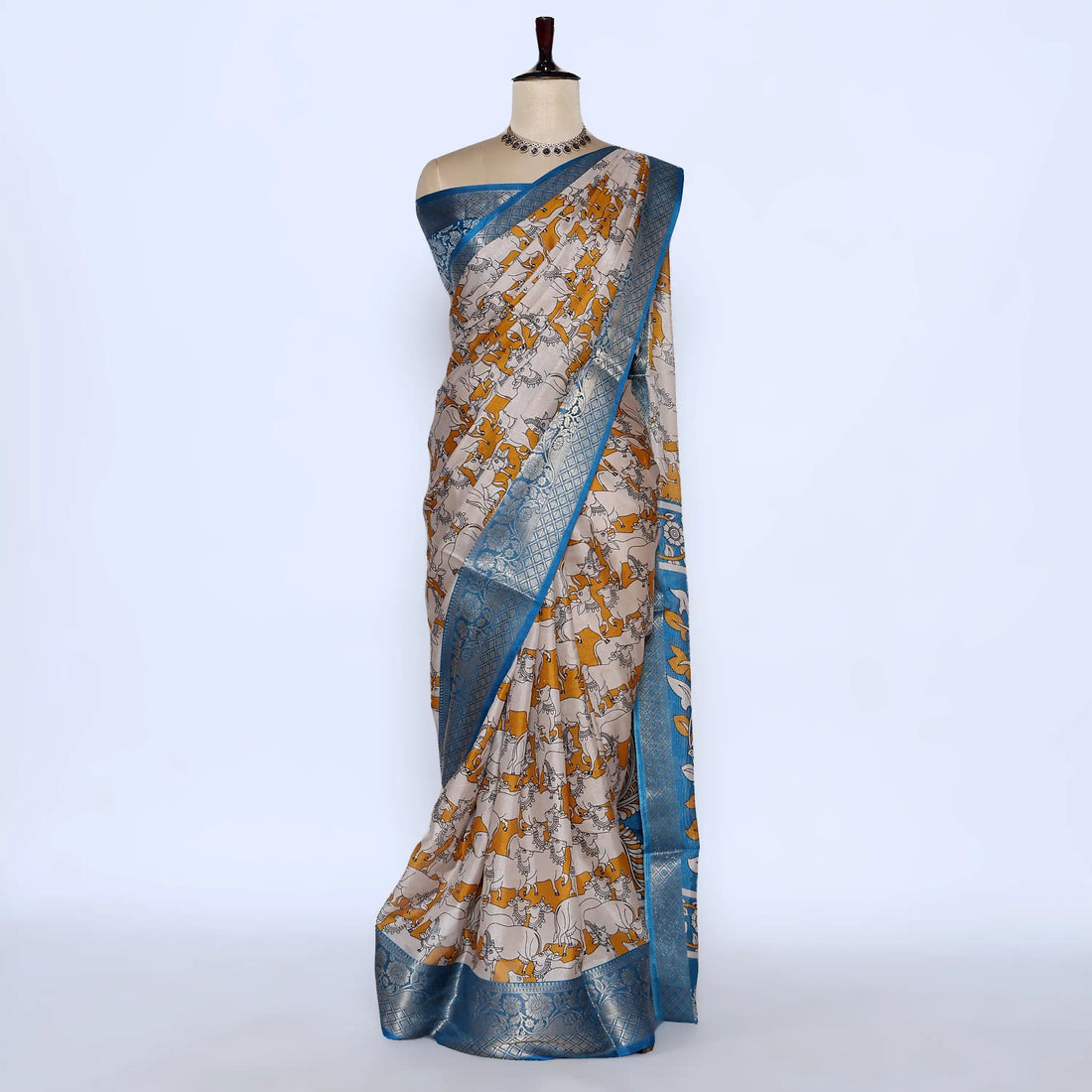 Yellow Semi Chanderi Sarees for Women | Temple Visits & Summer Events Collection | Jeyachandran - Full View
