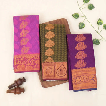 Buy 1 Get 2 Silk Sarees for Women | Bridal Wear & Wedding Occasion | Jeyachandran - Full View