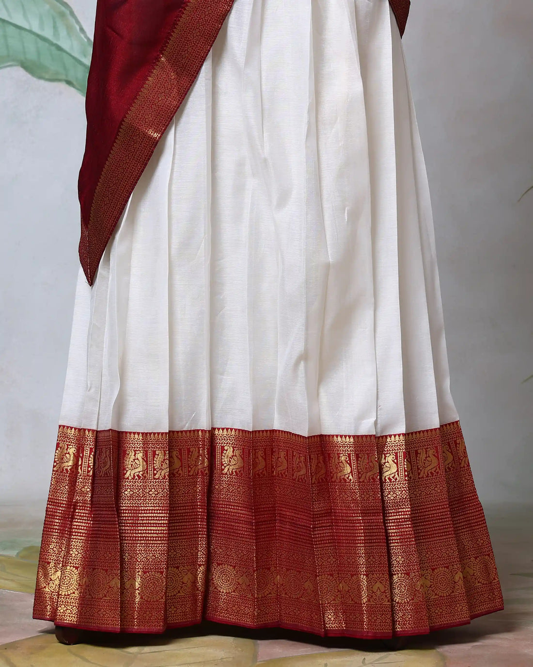 Cotton Semi Stitched Dhavani Set For Women | Festive Wear & Traditional Collection | Jeyachandran - Maroon