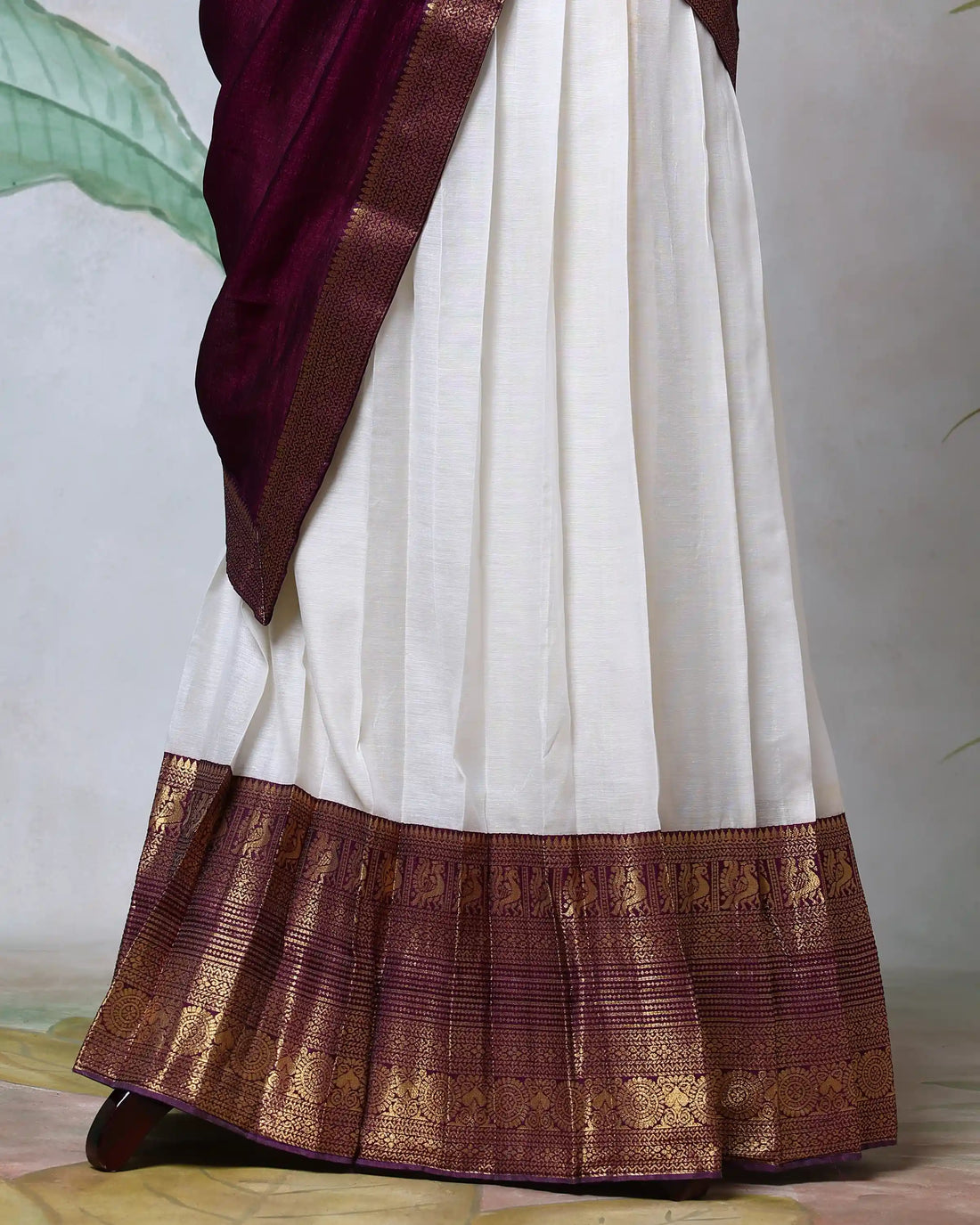 Cotton Semi Stitched Dhavani Set For Women | Festive Wear & Traditional Collection | Jeyachandran - Wine