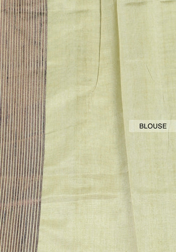 Olive Green Colour Printed Silk Cotton Saree With Blouse Piece 2