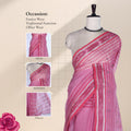 Onion Pink Bengal Cotton Saree Featuring Woven Stripes, Butta Motifs And Contrast Pallu Draped Front View