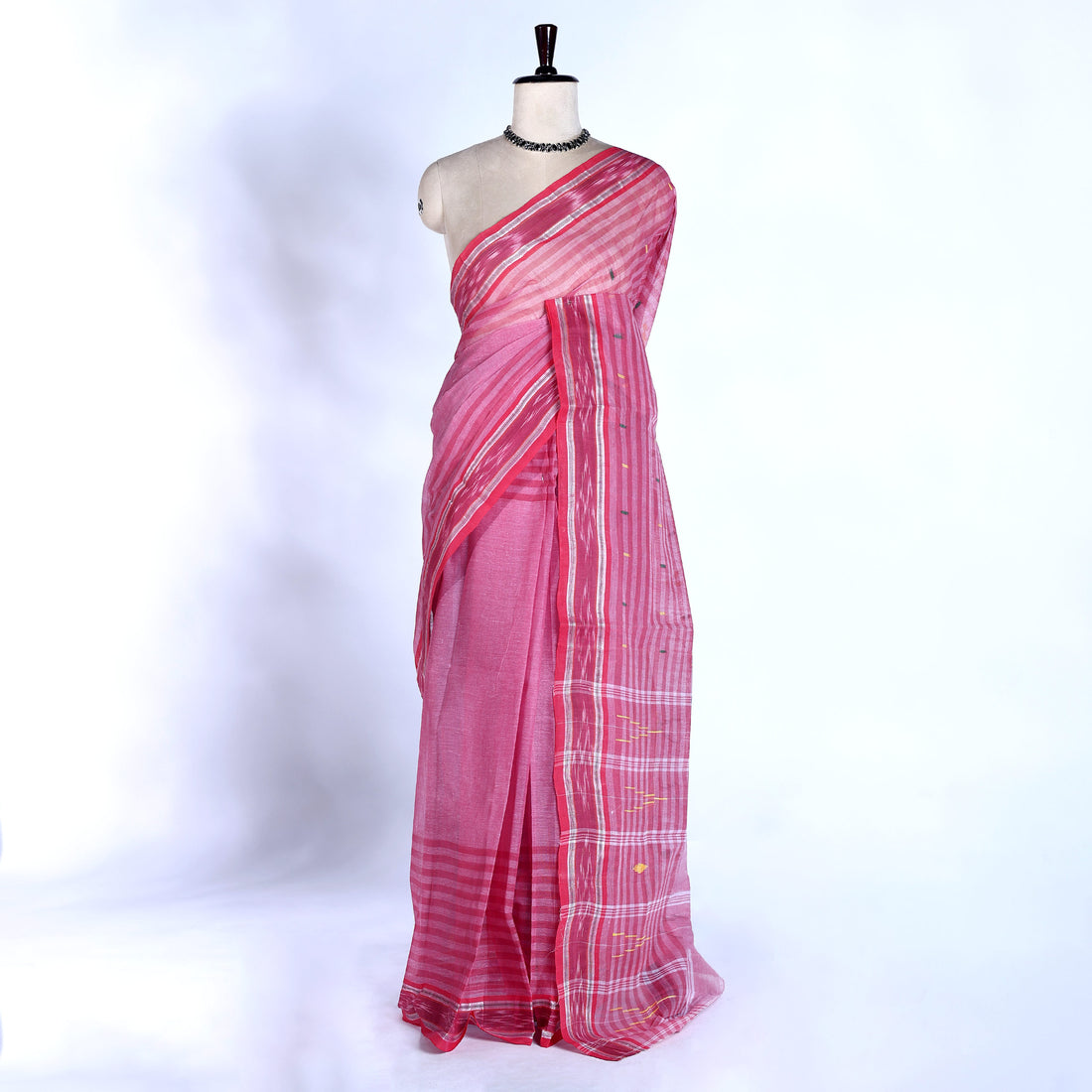 Onion Pink Bengal Cotton Saree For Women | Daily Office Wear Summer Collection | Jeyachandran - Full View