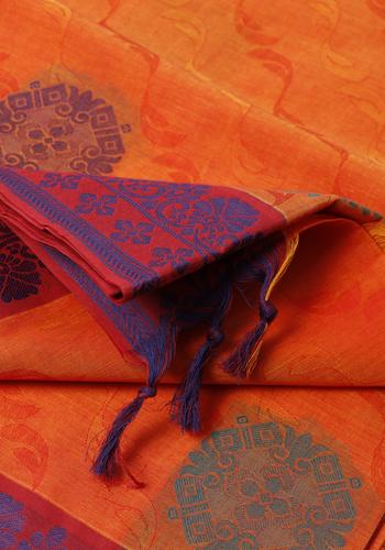 Orange Colour Handloom Saree 1