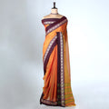 Orange Mangalagiri Cotton Saree with Dark Maroon Border and Pallu - Full View