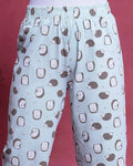 Women’s Printed Nightwear Set Short Sleeve Round Neck Top with Full Length Pajama Pants, Aqua Blue