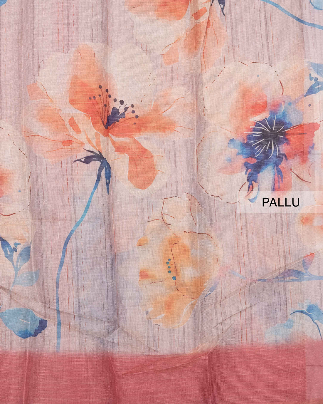 Ethnic Floral Printed Tissue Saree - Pink