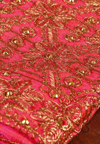 Embroidered Unstitched Blouse Material with Zari and Sequin Work - Peach