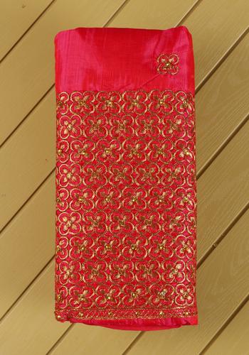 Pink Colour Embroidered Unstitched Blouse Material two