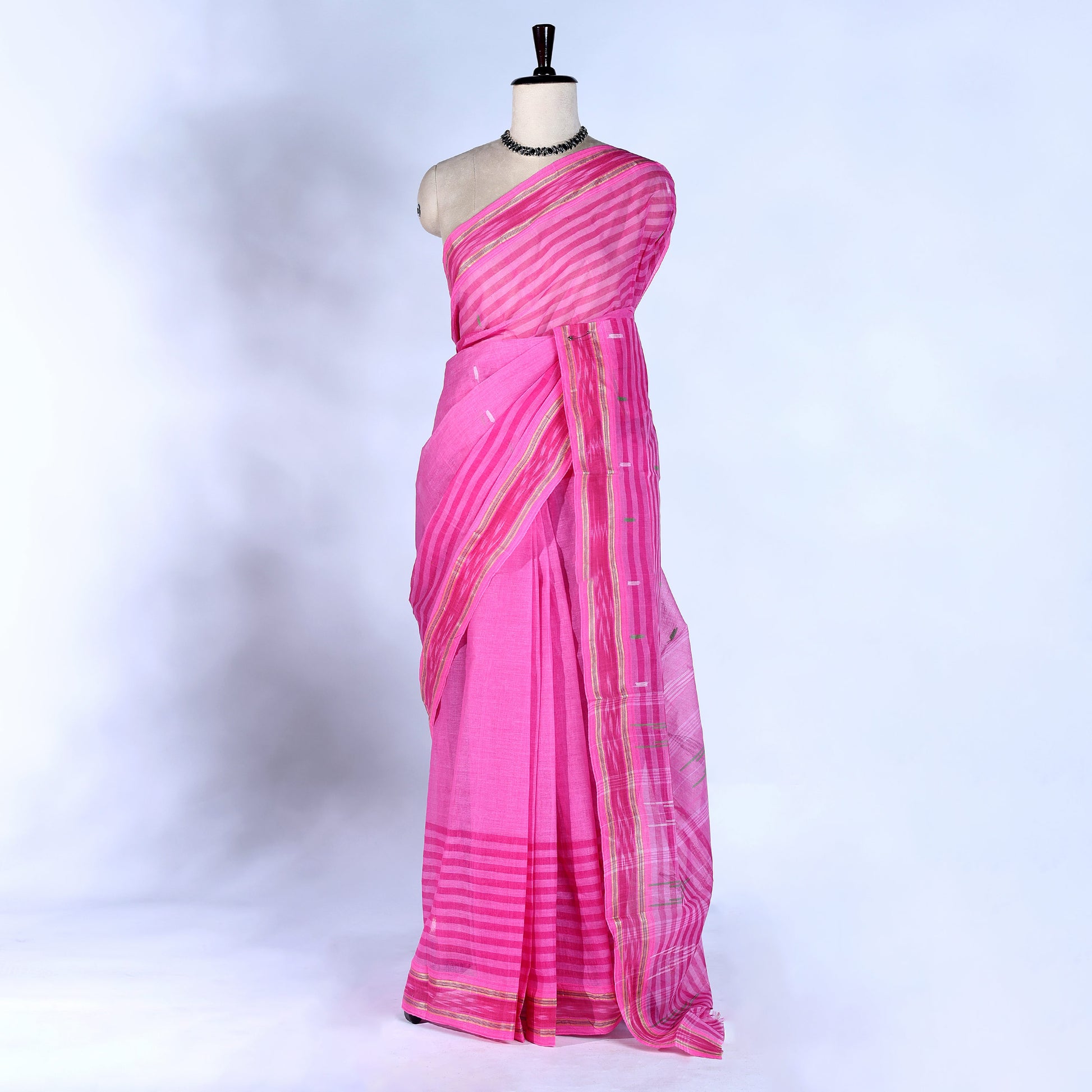 Pink Bengal Cotton Saree For Women | Daily Office Wear Summer Collection | Jeyachandran - Full View