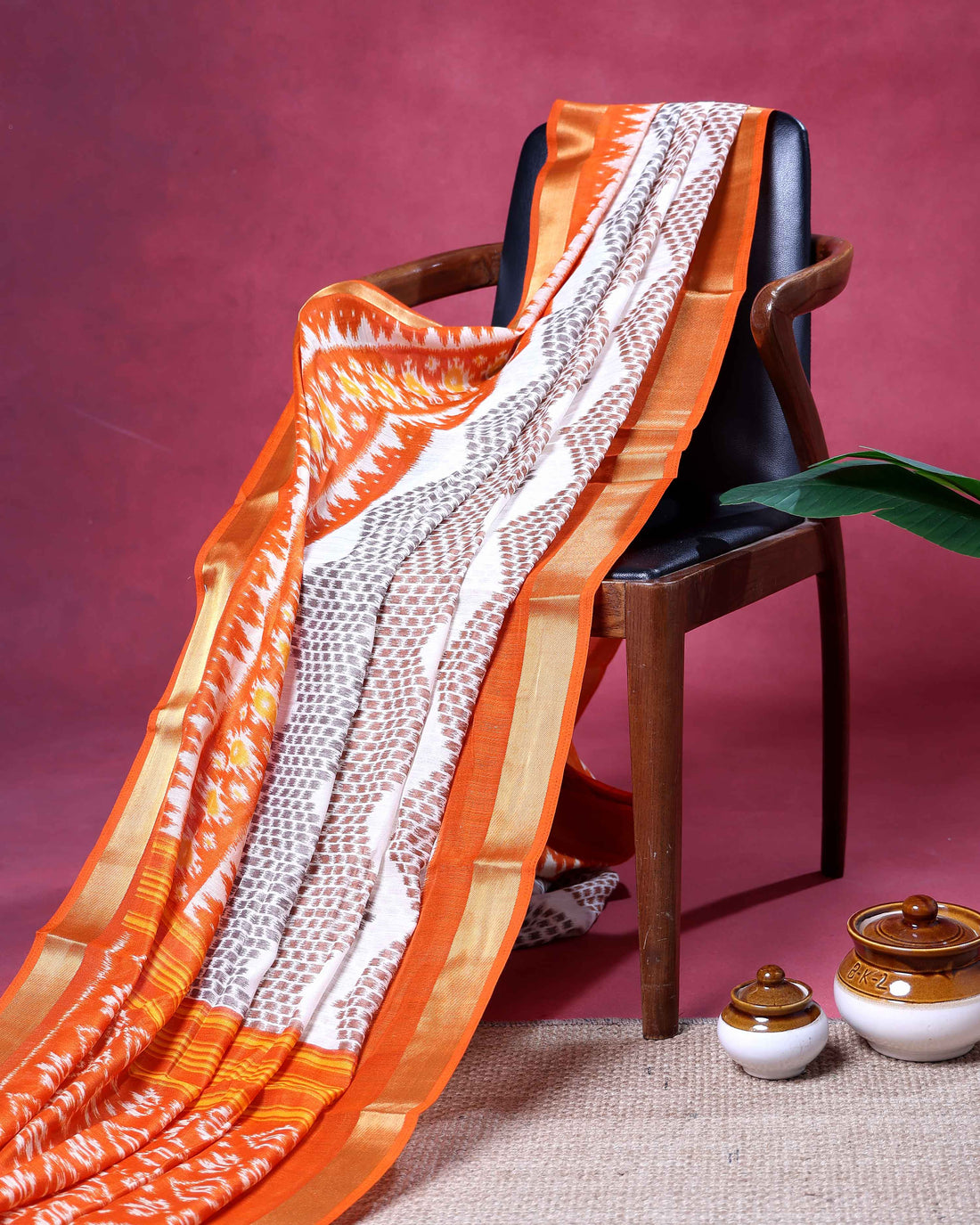 Premium Dola Saree with Traditional Ikkat Inspired Woven Motifs and Classic Zari Border - Off White