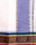 Premium Men’s Cotton Dhoti 10*6 Meter with Elegant Zari Border  – Off White-Close Up-Border