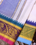 Premium Men’s Cotton Dhoti 10*6 Meter with Elegant Zari Border  – Off White-Close Up