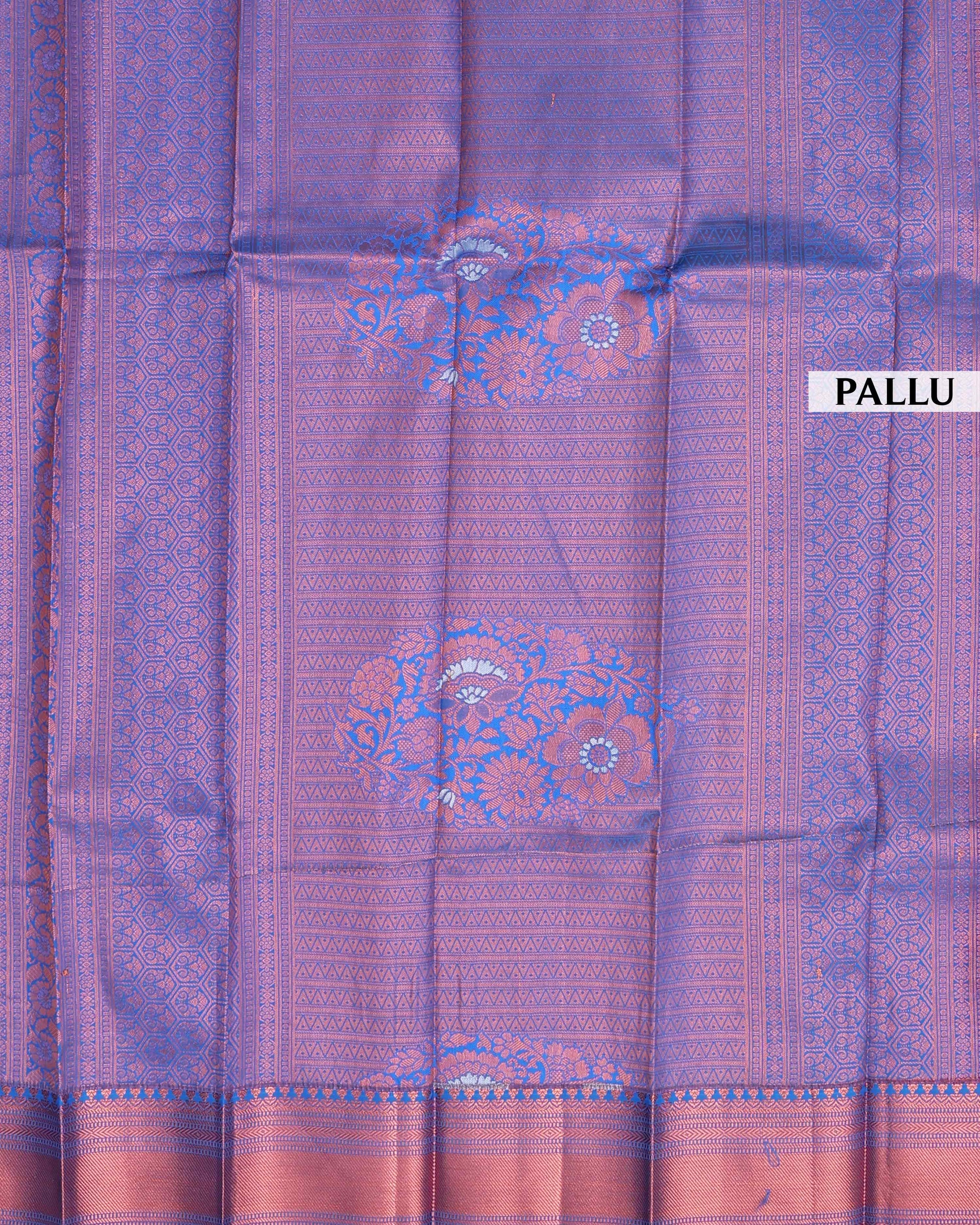 Premium Silk Saree with Intricate Floral Jacquard Weave and Traditional Temple Border - Purple-Pallu
