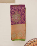 Premium Silk Saree with Intricate Woven Floral and Paisley Motifs Rich Zari Work Elegant Border- Purple