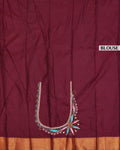 Premium Silk Saree with Ornate Floral and Paisley Jacquard Weaving Rich Traditional Zari Border -Maroon-Blouse