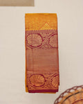 Premium Silk Saree with Ornate Floral and Paisley Jacquard Weaving Rich Traditional Zari Border - Yellow