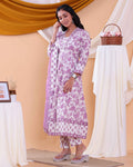 Elegant Floral Printed Women's Readymade Salwar Set with Designer Detailing - Cream