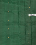 Elegant Pure Handloom Kanchipuram Pure Silk Saree with Zari Woven Buttas and Borderless Design - Green-Head