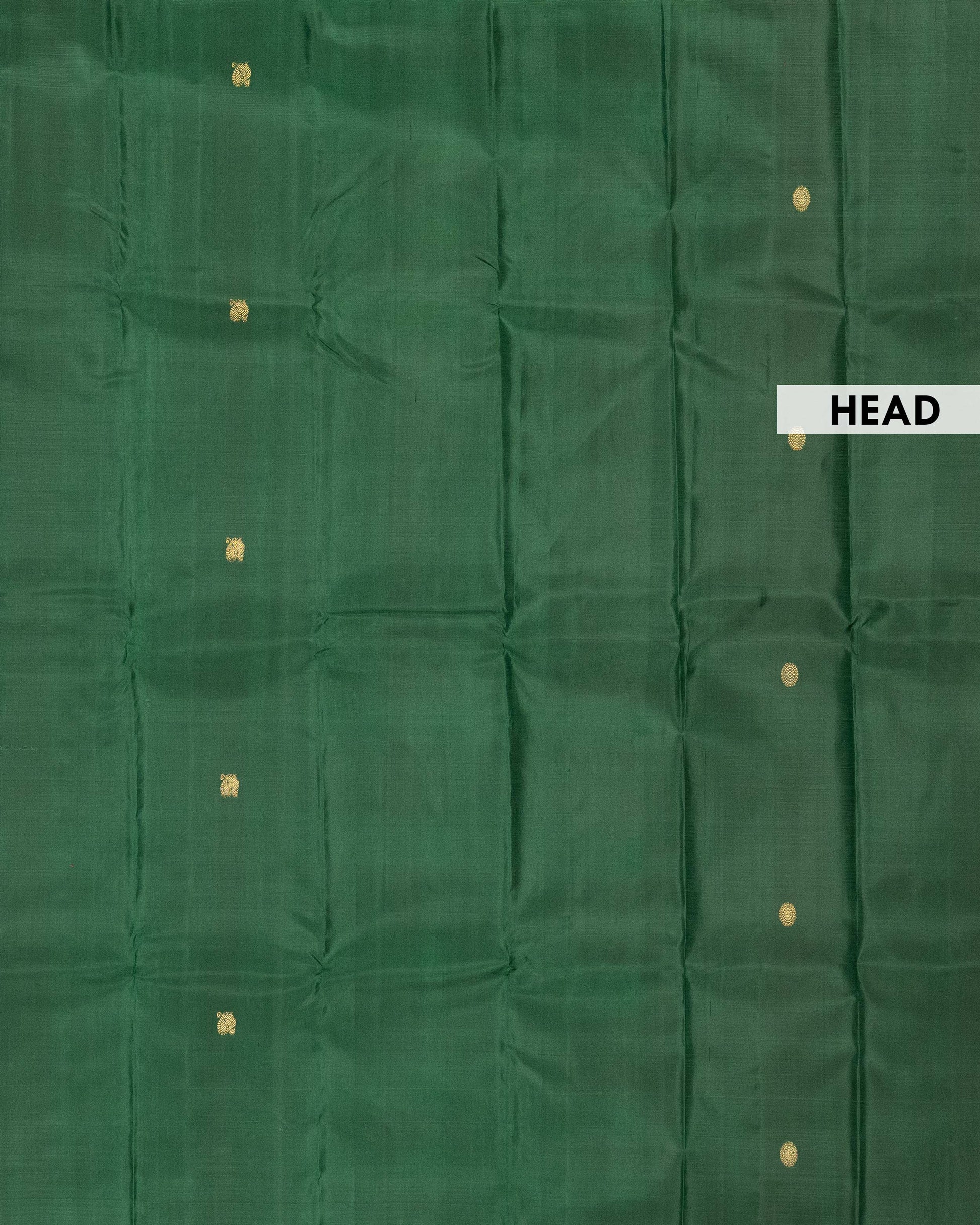 Elegant Pure Handloom Kanchipuram Pure Silk Saree with Zari Woven Buttas and Borderless Design - Green-Head