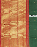 Elegant Pure Handloom Kanchipuram Pure Silk Saree with Zari Woven Buttas and Borderless Design - Green-Pallu
