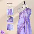 Purple Bengal Cotton Saree Featuring Woven Stripes, Butta Motifs And Contrast Pallu Draped Front View
